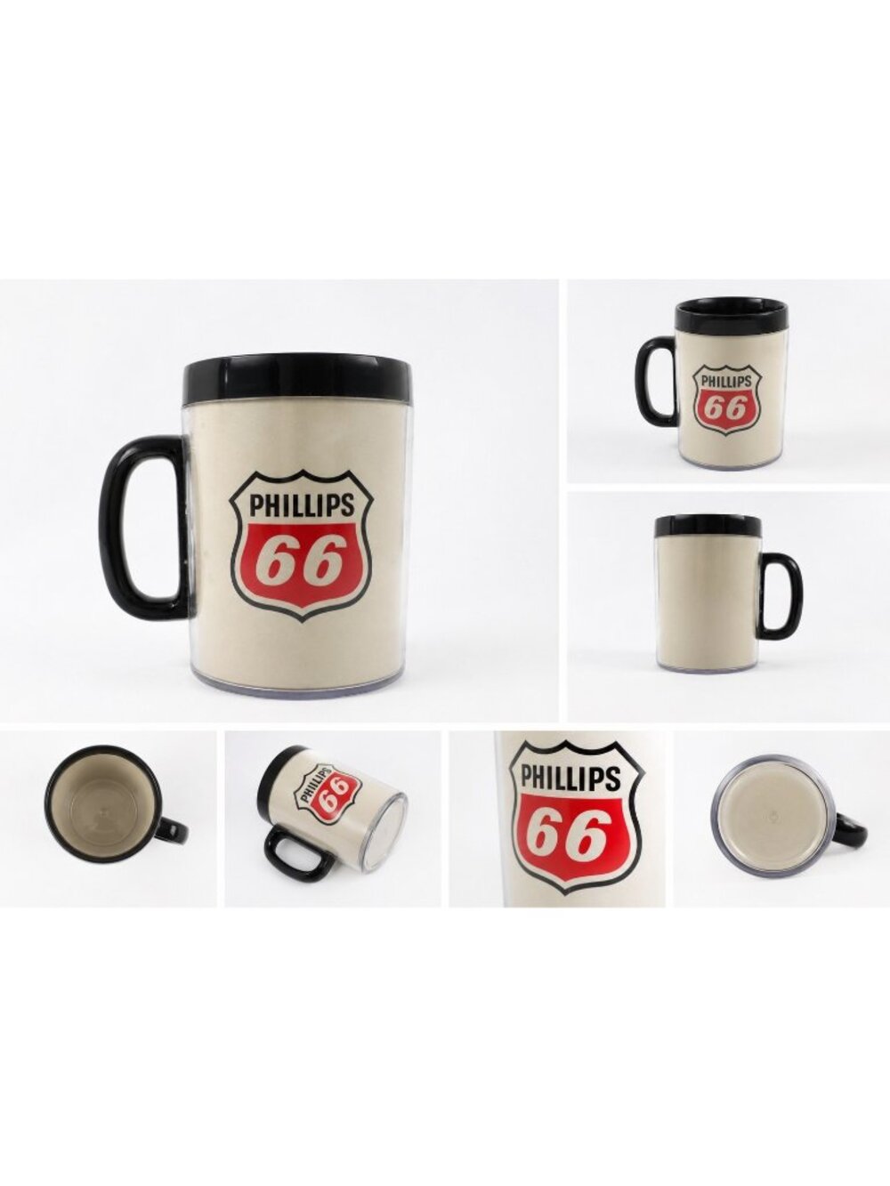 Phillips 66 Vintage Travel Mug Black Handle Made In USA